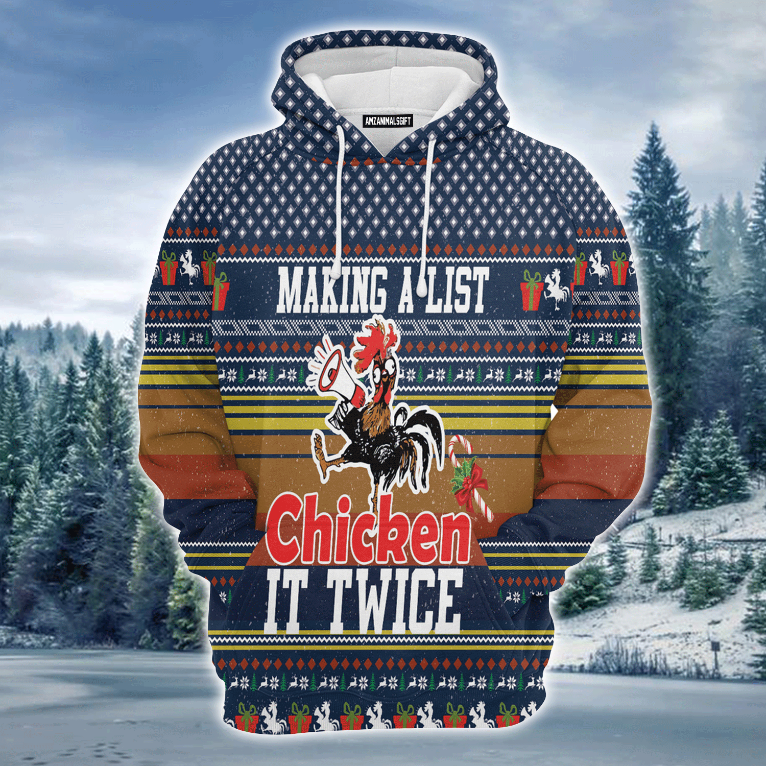 Chicken Xmas Premium Christmas Hoodie, Making A List It Twice Unisex Hoodie For Men & Women - Perfect Gift For Christmas, Chicken Lovers