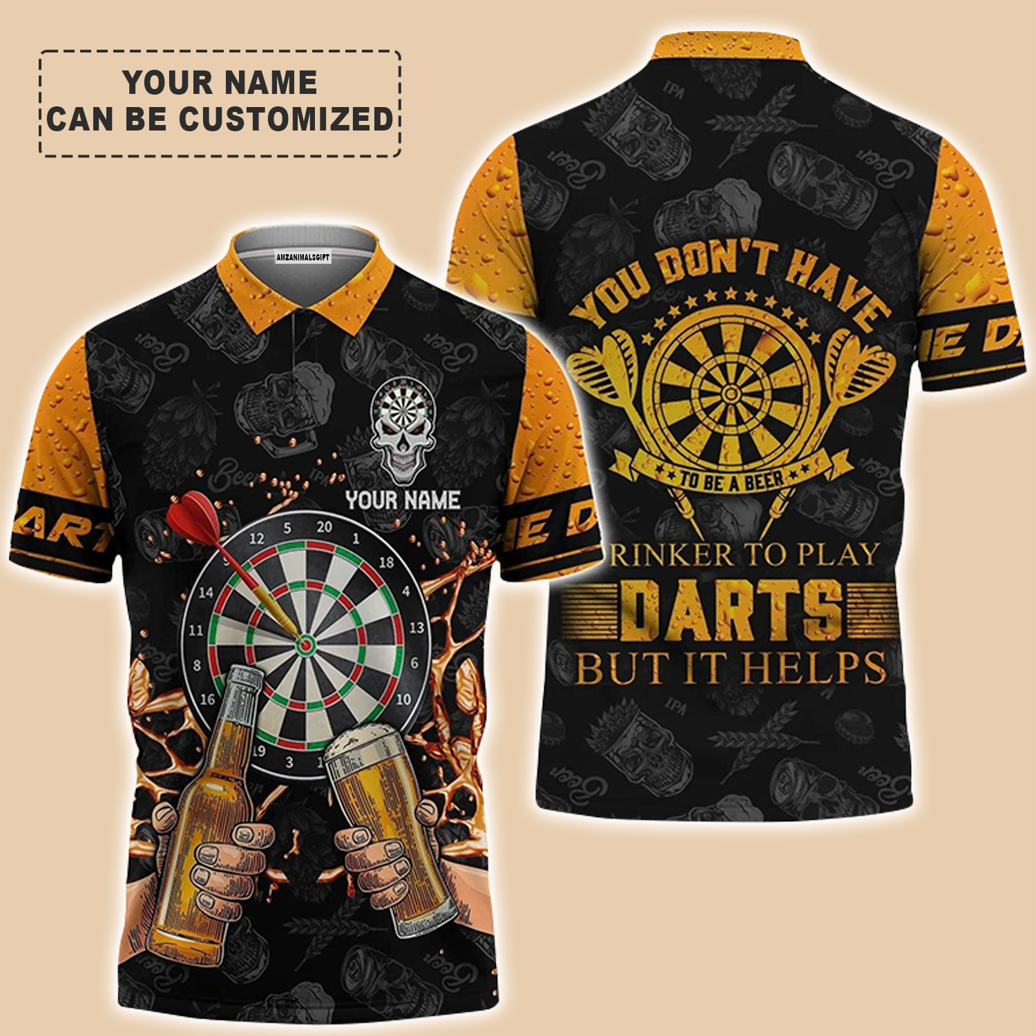 Personalised Darts Polo Shirts, Darts And Beer Polo Shirt, Darts But It Helps Custom Name Men Polo Shirt - Perfect Gift For Men, Darts Player