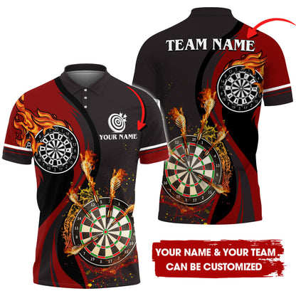 Customized Fire Water Flow Darts Men Polo Shirt, Custom Darts For Team Polo Shirt For Men, Perfect Gift For Darts Lovers, Darts Players