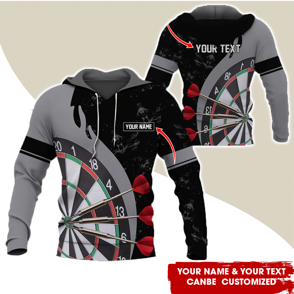 Customized Name & Text Darts Premium Hoodie, Darts & Moss Pattern Hoodie, Perfect Gift For Darts Lovers, Friend, Family