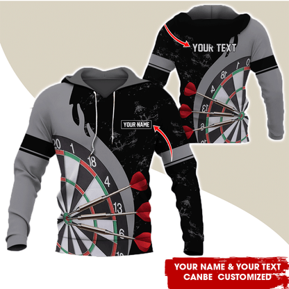 Customized Name & Text Darts Premium Hoodie, Darts & Moss Pattern Hoodie, Perfect Gift For Darts Lovers, Friend, Family