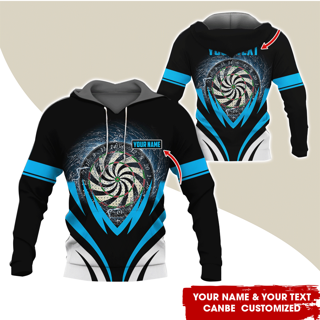 Customized Name & Text Darts Thunder Premium Hoodie, Thunder Vortex Darts Pattern Hoodie, Perfect Gift For Darts Lovers, Friend, Family