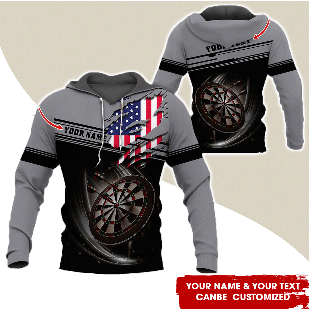 Personalized American Flag Darts Premium Hoodie ,Customized Name & Text Darts Premium Hoodie, Perfect Gift For Darts Lovers, Darts Player