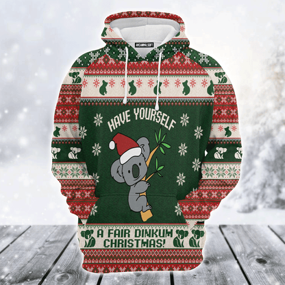 Koala Premium Christmas Hoodie, Koala Fair Dinkum Christmas Unisex Hoodie For Men & Women - Perfect Gift For Christmas, Koala Lover