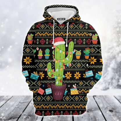 Cactus Premium Christmas Hoodie, Cactus Light Xmas Christmas Unisex Hoodie For Men & Women - Perfect Gift For Christmas, Friends, Family