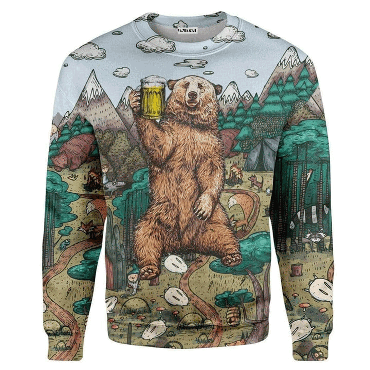 Camping Christmas Sweater Bear & Beer I Hate People, Ugly Sweater For Men & Women, Perfect Outfit For Christmas New Year Autumn Winter