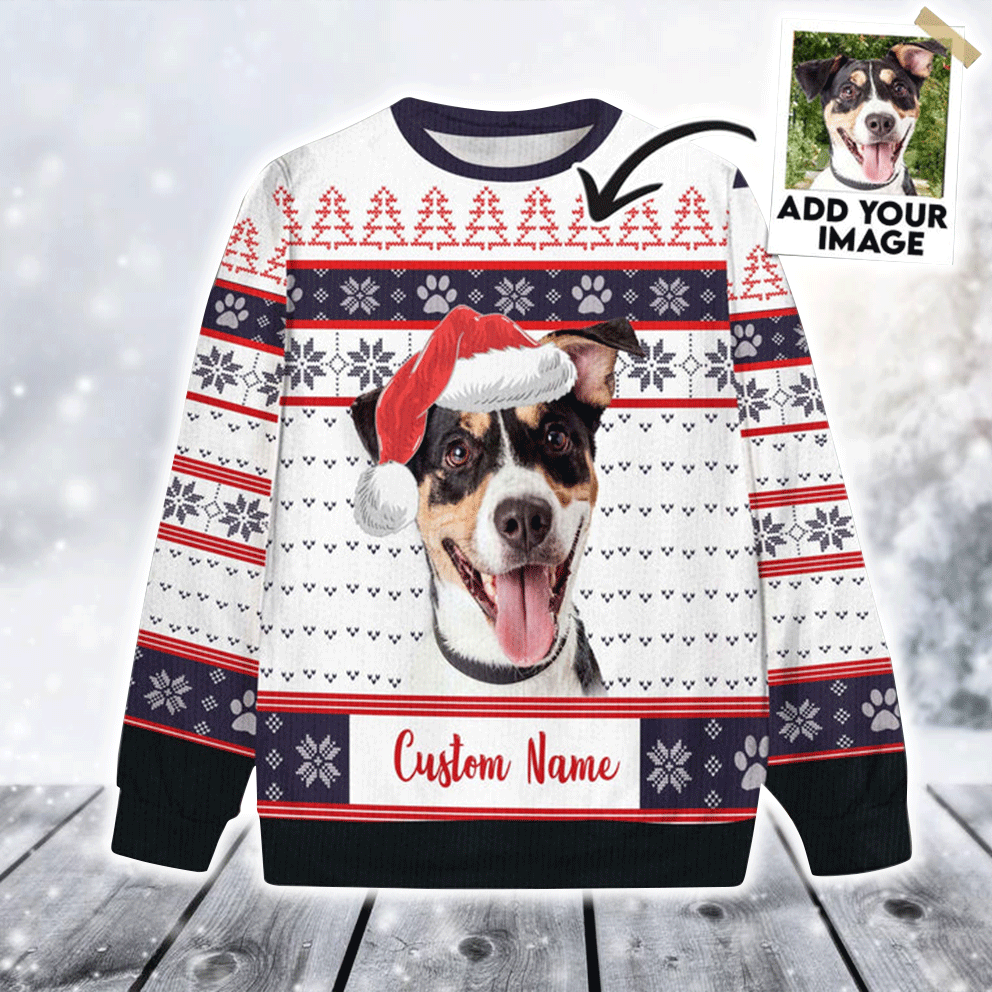 Personalized Pet Sweater - Custom Pet Christmas Sweater, Christmas Funny Sweater White Color, Custom Sweater Design For Dog Lovers, Friend, Family