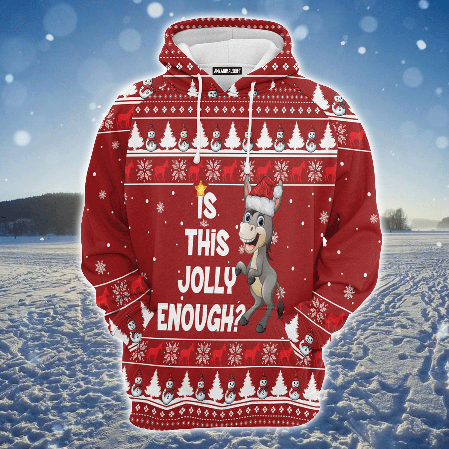 Donkey Premium Christmas Hoodie, Donkey Is This Jolly Enough Unisex Hoodie For Men & Women - Perfect Gift For Christmas, Donkey Lover
