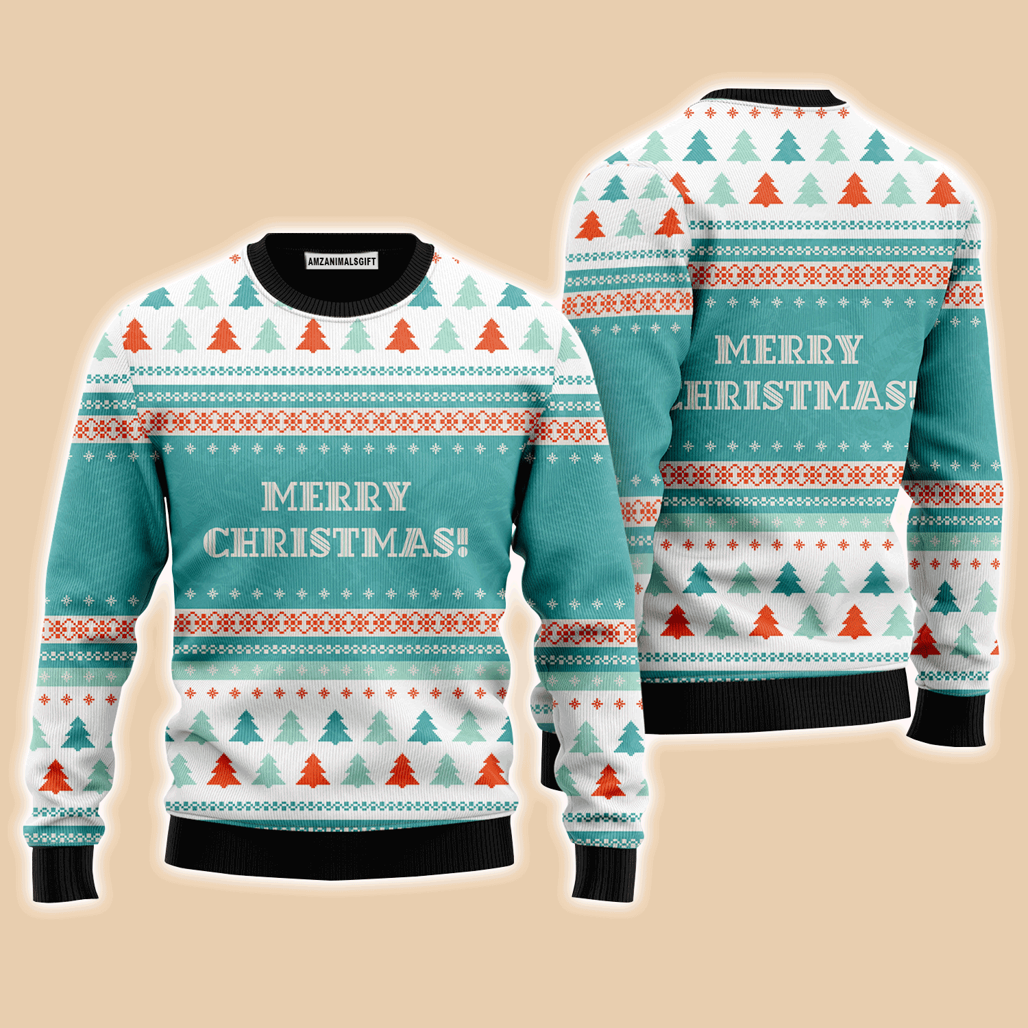 Blue Merry Christmas Scandinavian Style Sweater, Ugly Christmas Sweater For Men & Women, Perfect Outfit For Christmas New Year Autumn Winter