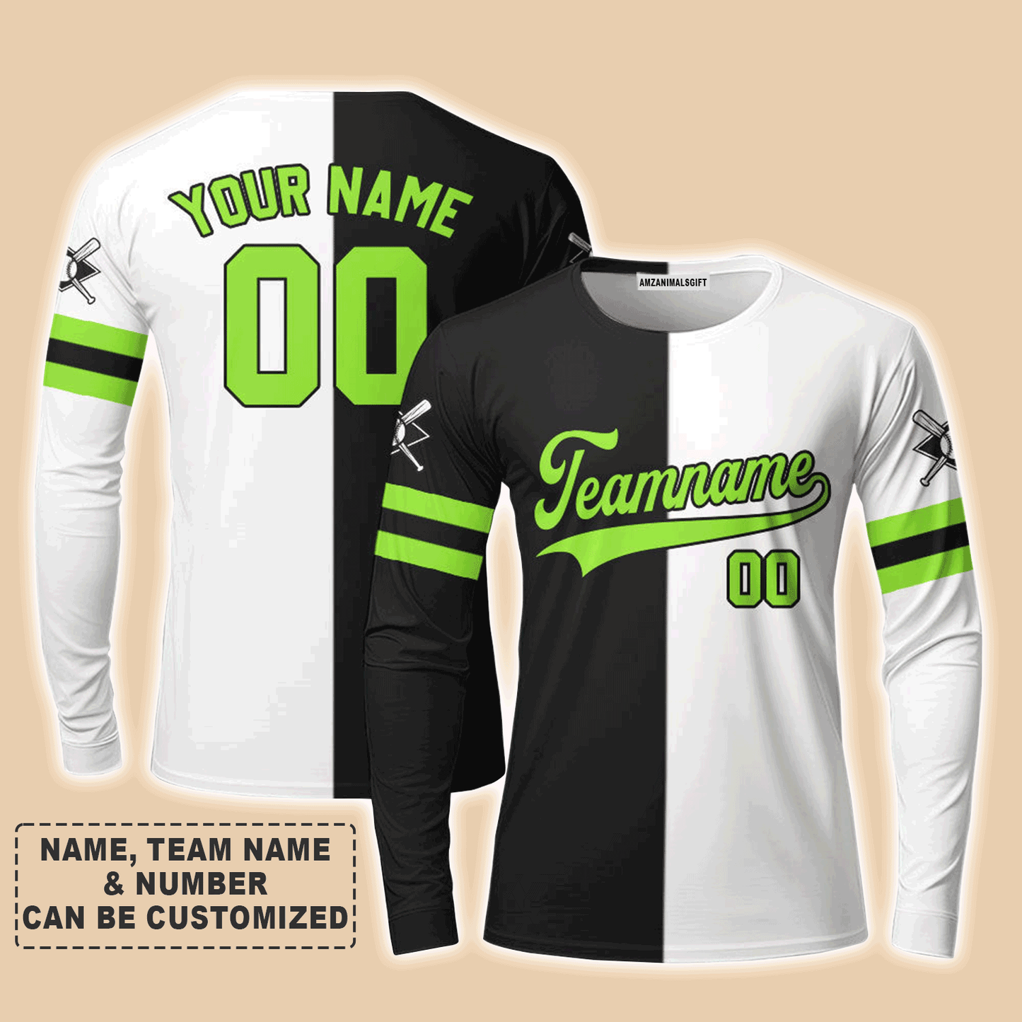 Customized Baseball Long Sleeve Shirt, Canada Baseball Logo Black White Custom Long Sleeve Shirt - Perfect Long Sleeve Shirt For Men & Woman, Baseball Lovers