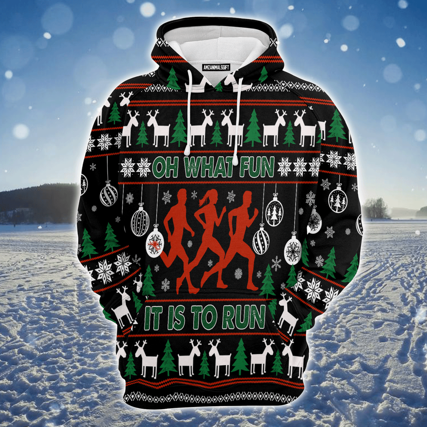 Running Premium Christmas Hoodie, Running Oh What Fun It Is Run Christmas Unisex Hoodie For Men & Women - Perfect Gift For Christmas, Friends, Family