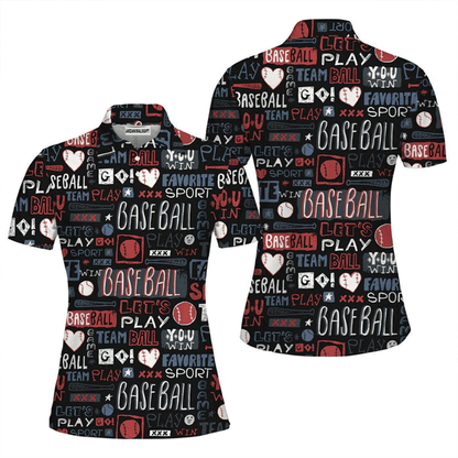 Baseball Women Polo Shirt, Baseball Let's Play Polo Shirt For Women, Perfect Polo Shirt For Baseball Lovers