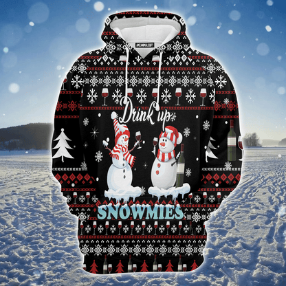 Snowman Premium Christmas Hoodie, Drink Up Snowmies Merry Christmas Unisex Hoodie For Men & Women - Perfect Gift For Christmas, Snowman Lovers