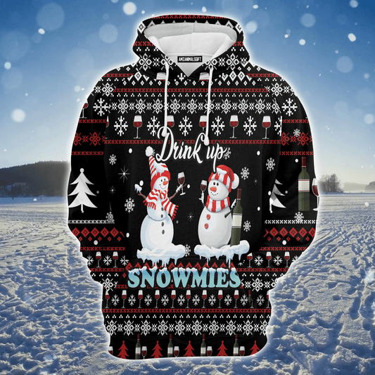 Snowman Premium Christmas Hoodie, Drink Up Snowmies Merry Christmas Unisex Hoodie For Men & Women - Perfect Gift For Christmas, Snowman Lovers