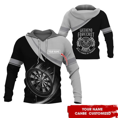Customized Name Darts Premium Hoodie, Weekend Forrecast Darts Black Hoodie, Perfect Gift For Darts Lovers, Friend, Family