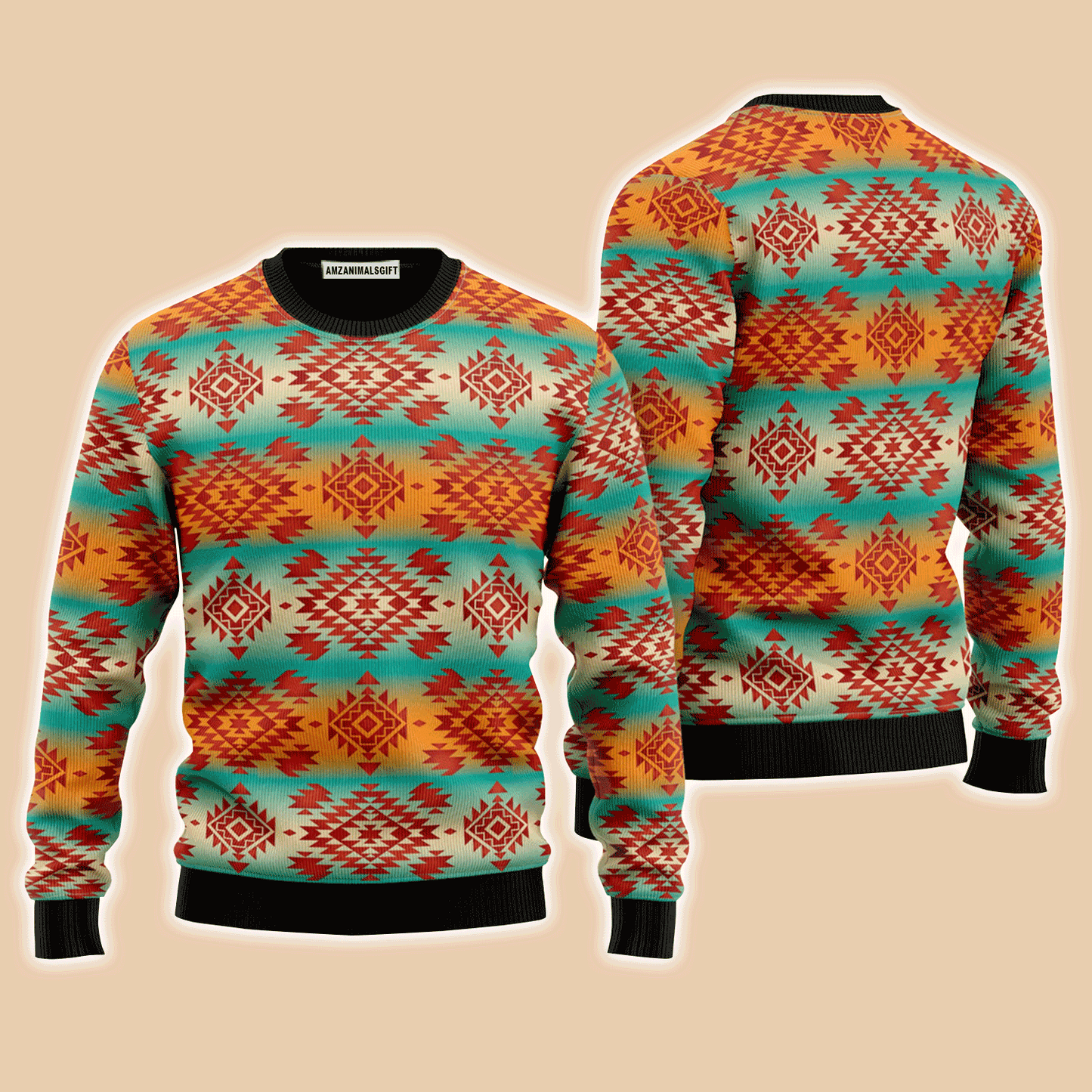 Native American Fabric Pattern Sweater, Ugly Sweater For Men & Women, Perfect Outfit For Christmas New Year Autumn Winter