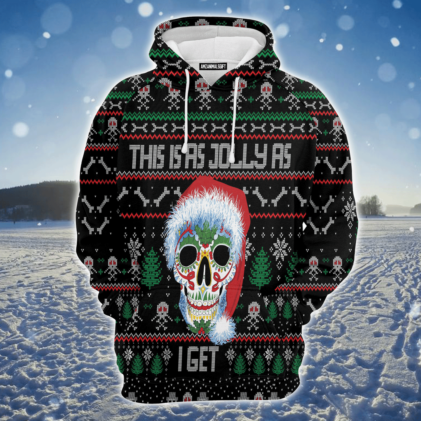 Skull Xmas Premium Christmas Hoodie, This Is As Jolly As I Get Unisex Hoodie For Men & Women - Perfect Gift For Christmas, Family