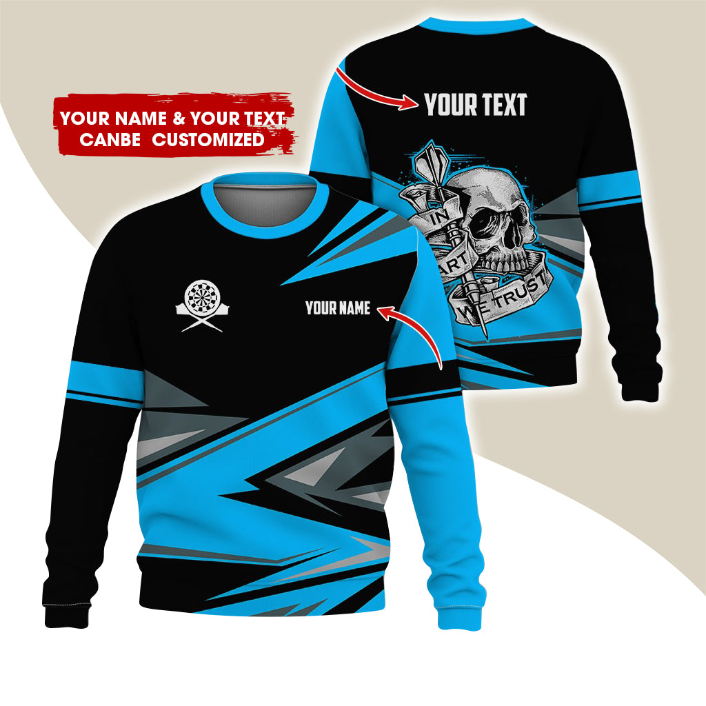 Customized Name & Text Darts Sweatshirt, Personalized Skull Darts Sweatshirt For Men & Women - Gift For Darts Lovers, Darts Players