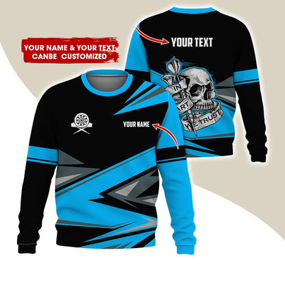 Customized Name & Text Darts Sweatshirt, Personalized Skull Darts Sweatshirt For Men & Women - Gift For Darts Lovers, Darts Players