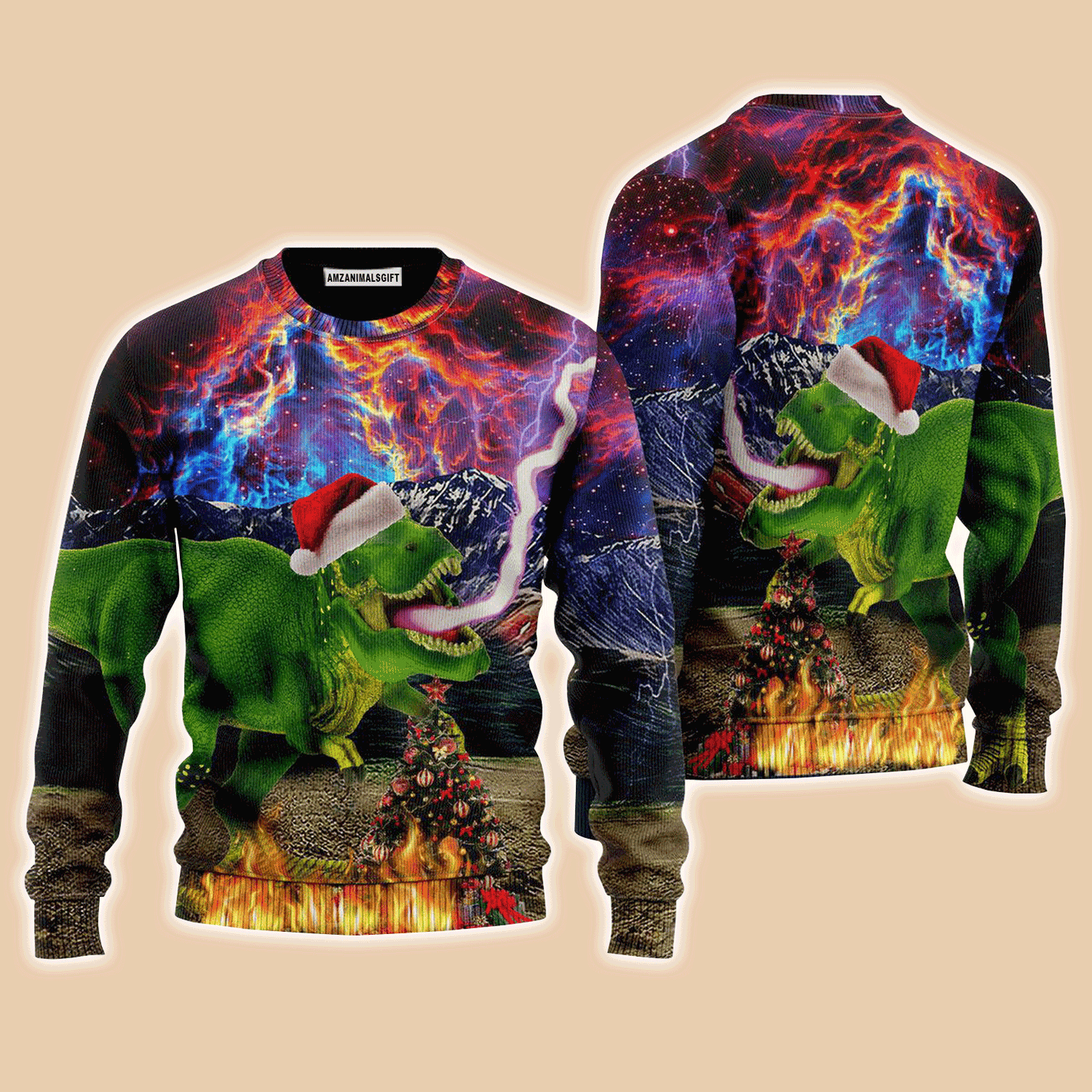 Dinosaur Jurassic Park Lightning Sweater, Ugly Sweater For Men & Women, Perfect Outfit For Christmas New Year Autumn Winter