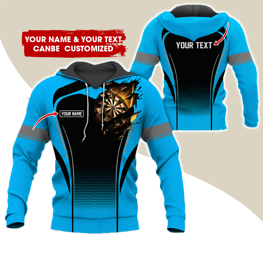 Customized Name & Text Darts Premium Hoodie, Dartboards Pattern Hoodie For Men & Women - Gift For Darts Lovers, Friend, Family