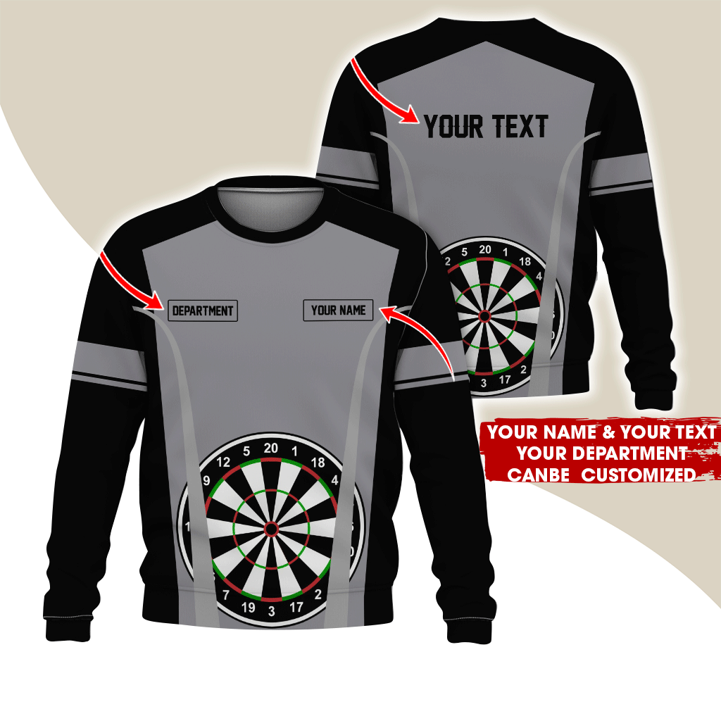Customized Darts Sweatshirt, Personalized Name, Text & Department Sweatshirt, Play Darts Pattern Sweatshirt, Perfect Gift For Darts Lovers, Friend, Family