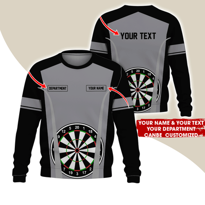Customized Darts Sweatshirt, Personalized Name, Text & Department Sweatshirt, Play Darts Pattern Sweatshirt, Perfect Gift For Darts Lovers, Friend, Family
