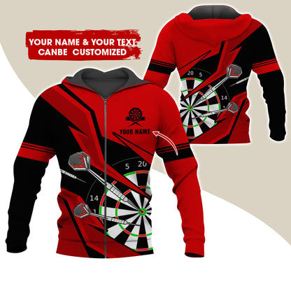 Customized Darts Premium Zip Hoodie, Personalized Name & Text Darts Team Zip Hoodie For Men & Women - Gift For Darts Lovers, Darts Players