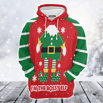 Bossy Elf Premium Christmas Hoodie, I'm The Bossu Elf Christmas Unisex Hoodie For Men & Women - Perfect Gift For Christmas, Family