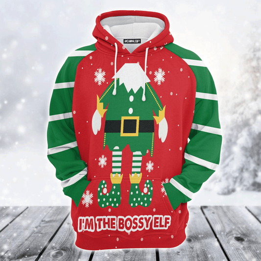 Bossy Elf Premium Christmas Hoodie, I'm The Bossu Elf Christmas Unisex Hoodie For Men & Women - Perfect Gift For Christmas, Family