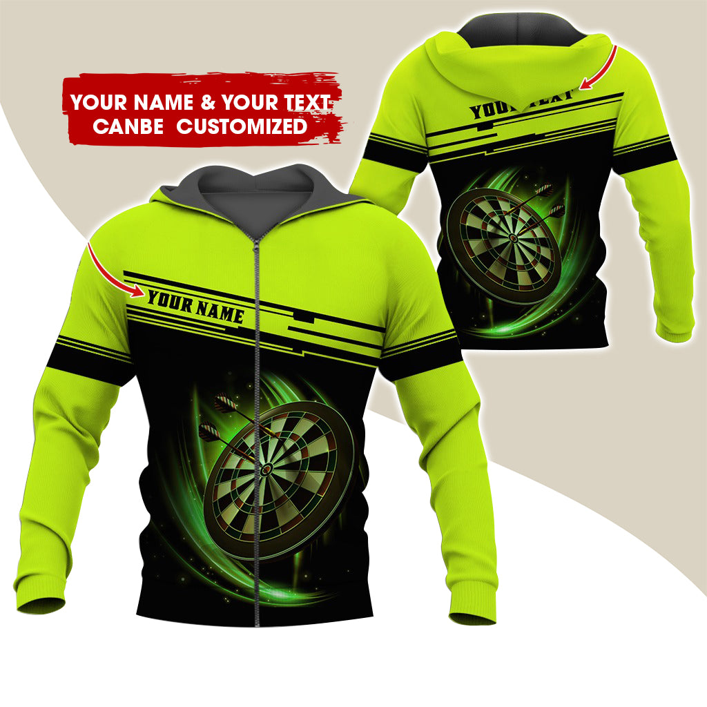 Personalized Name & Text Darts Premium Zip Hoodie, Custom Name Dartboard Zip Hoodie For Men & Women - Gift For Darts Lovers, Darts Players