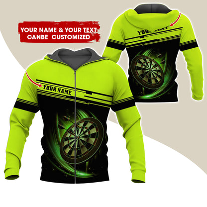 Personalized Name & Text Darts Premium Zip Hoodie, Custom Name Dartboard Zip Hoodie For Men & Women - Gift For Darts Lovers, Darts Players