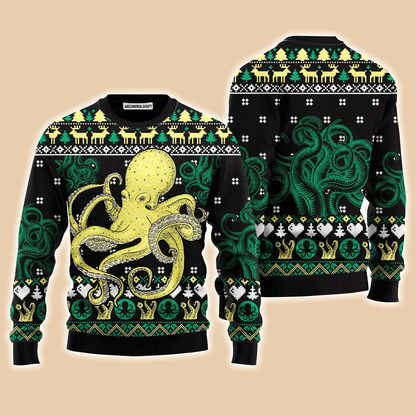 Green Octopus Christmas Sweater, Ugly Sweater For Men & Women, Perfect Outfit For Christmas New Year Autumn Winter