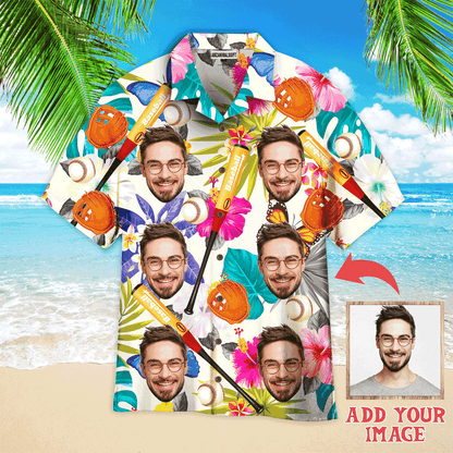Customized Baseball Hawaiian Shirts, Custom Funny Face Tropical Hawaiian Shirt - Perfect Gift For Men & Woman, Baseball Lovers