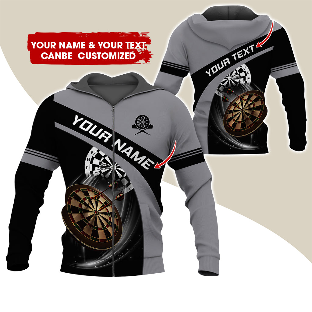 Personalized Name Darts Premium Zip Hoodie , Custom Name Dartboard Zip Hoodie For Men & Women - Gift For Darts Lovers, Darts Players