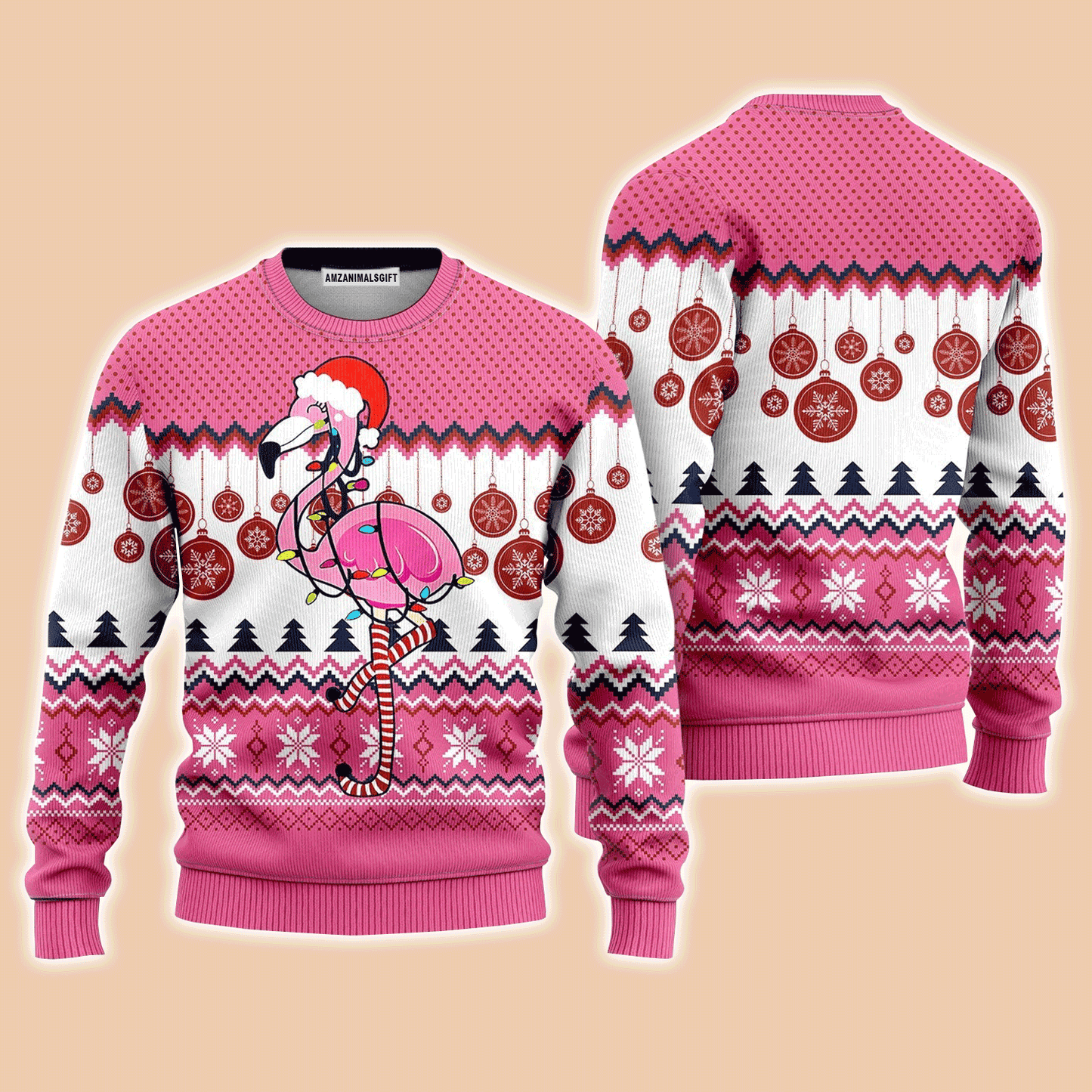 Light Flamingo Sweater, Ugly Sweater For Men & Women, Perfect Outfit For Christmas New Year Autumn Winter