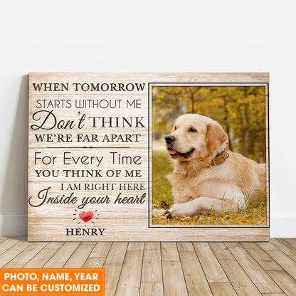 Personalized Dog Landscape Canvas, You Left Your Paw Prints Canvas, Custom Memorial Pet Photo, Perfect Gift For Dog Lovers, Friends, Family