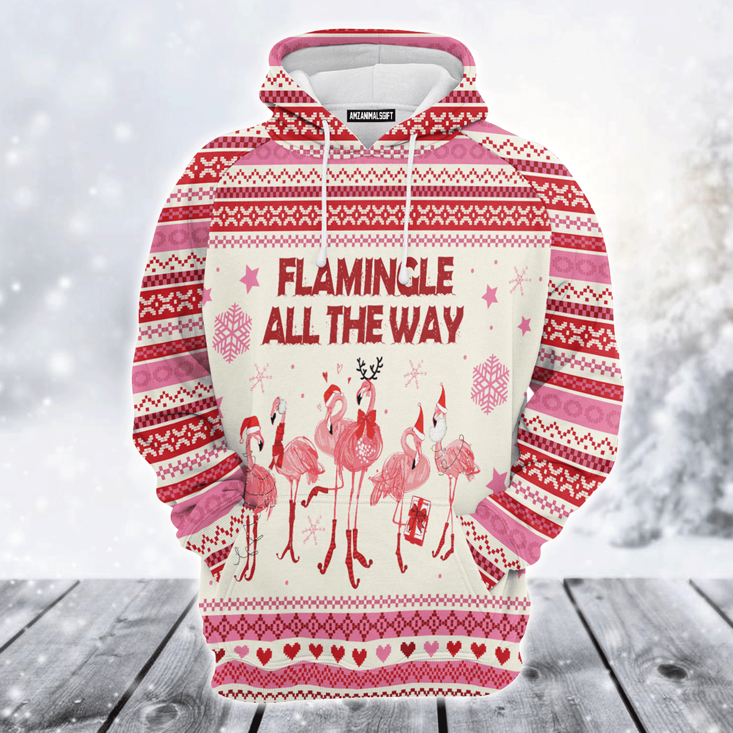 Flamingo Premium Christmas Hoodie, Flamingo Flamingle All The Way Unisex Hoodie For Men & Women - Perfect Gift For Christmas, Friends, Family
