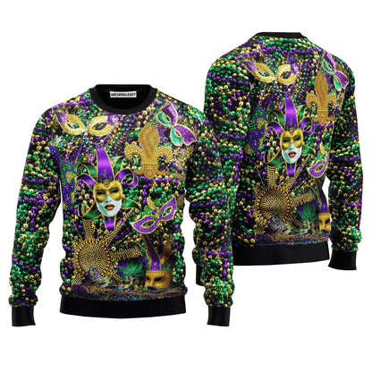 Mardi Gras Color Festival Sweater, Ugly Sweater For Men & Women, Perfect Outfit For Christmas New Year Autumn Winter