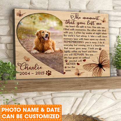 Personalized Dog Landscape Canvas, The moment that you left me Canvas, Memorial Pet Canvas, Perfect Gift For Dog Lovers, Friends, Family