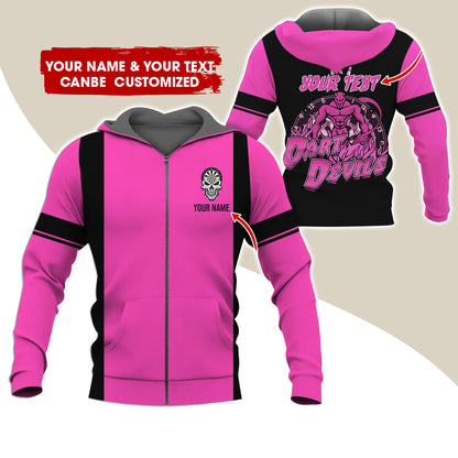 Personalized Name & Text Devils Darts Premium Zip Hoodie, Custom Name Dartboard Zip Hoodie For Men & Women - Gift For Darts Lovers, Darts Players