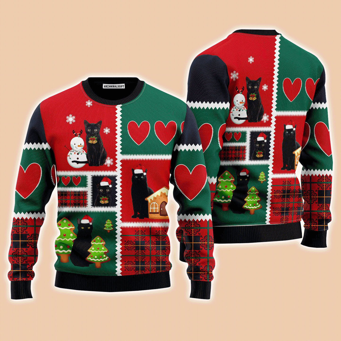 Black Cat Snow Sweater, Ugly Christmas Sweater For Men & Women, Perfect Outfit For Christmas New Year Autumn Winter