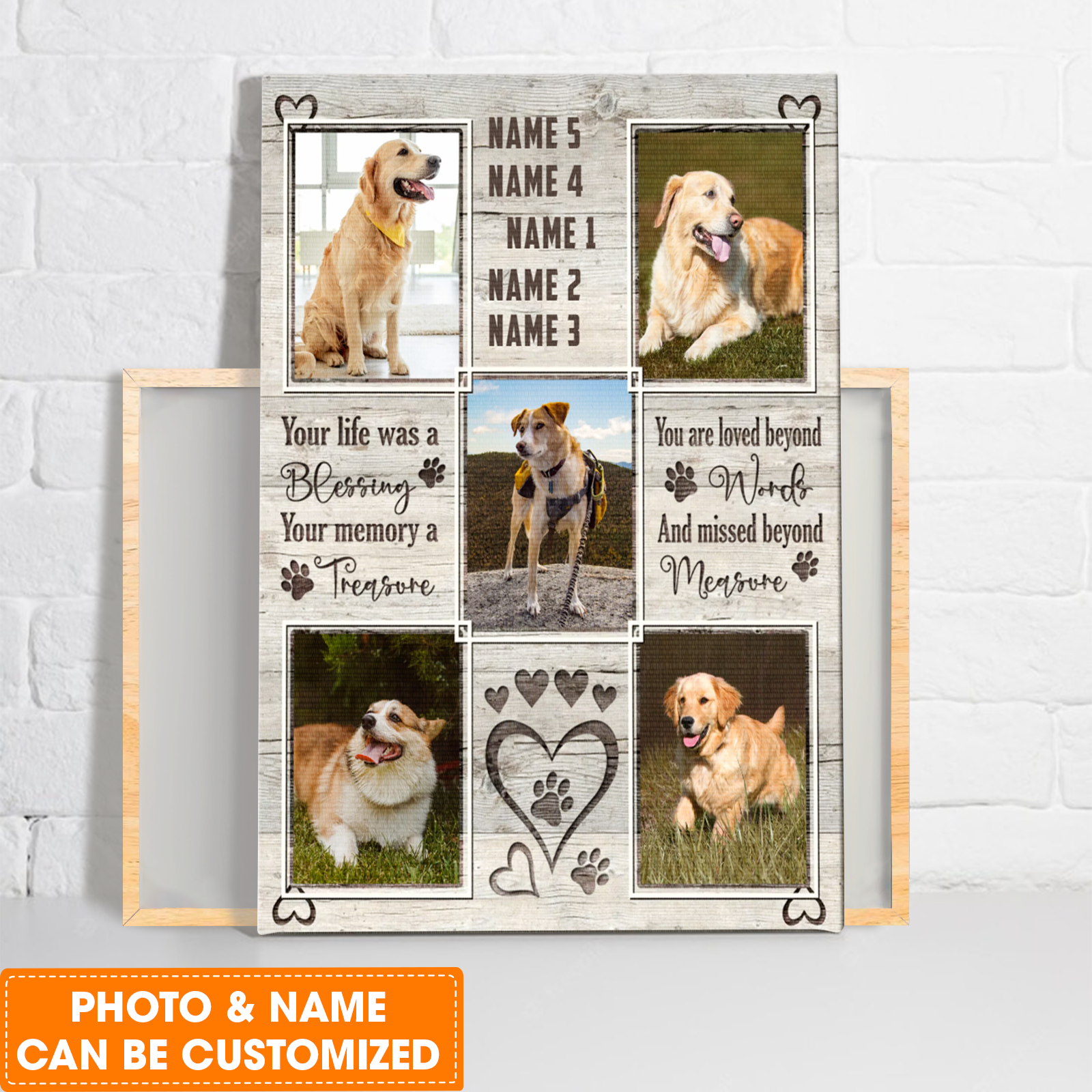 Personalized Dog Portrait Canvas, Your Life Was A Blessing Canvas, Custom Photo & Name Dog Canvas, Perfect Gift For Dog Lovers, Friends, Family