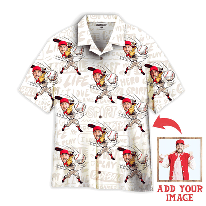 Customized Baseball Hawaiian Shirts, Custom Funny Face I Love Baseball Hawaiian Shirt - Perfect Gift For Men & Woman, Baseball Lovers