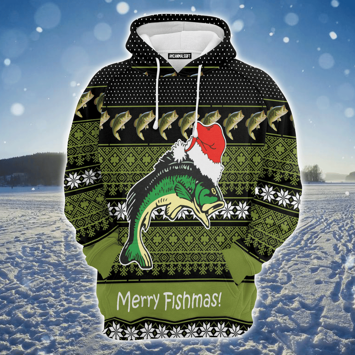 Fishing Premium Christmas Hoodie, Fishing Merry Fishmas Funny Unisex Hoodie For Men & Women - Perfect Gift For Christmas, Fishing Lover