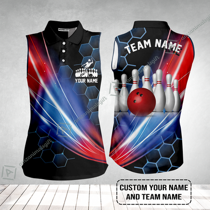 Personalized Bowling Men T Shirt - Custom Name & Team Name Honeycomb Pattern Bowling T Shirt For Men & Women Bowling Lover