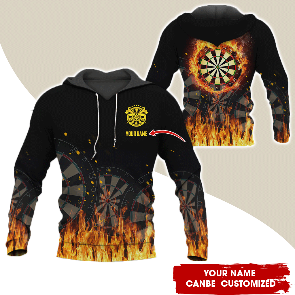 Personalized Darts Flaming Premium Hoodie, Dartboards Pattern Hoodie Shirts For Men & Women, Perfect Gift For Darts Lovers, Darts Player