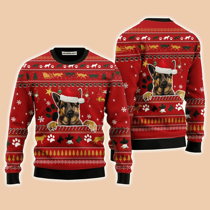 German Shepherd Christmas hat Sweater, Ugly Sweater For Men & Women, Perfect Outfit For Christmas New Year Autumn Winter