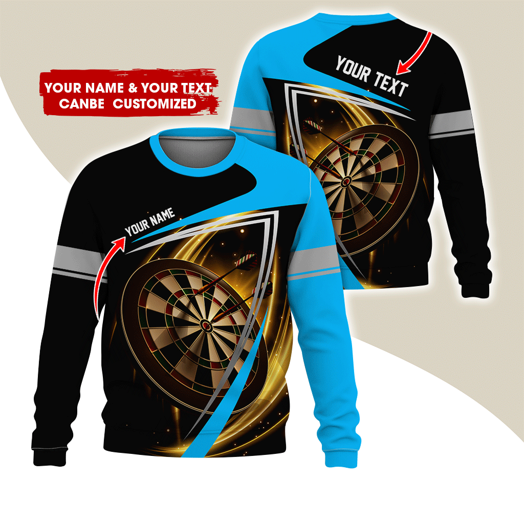 Customized Name & Text Darts Sweatshirt, Dartboard Pattern Shirts For Men & Women - Gift For Darts Lovers, Friend, Family