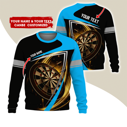 Customized Name & Text Darts Sweatshirt, Dartboard Pattern Shirts For Men & Women - Gift For Darts Lovers, Friend, Family
